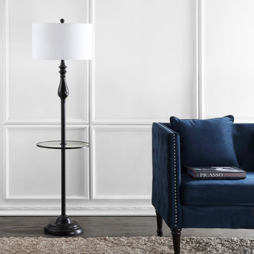 Laine 60" Metal/Glass LED Side Table and Floor Lamp - JONATHAN Y